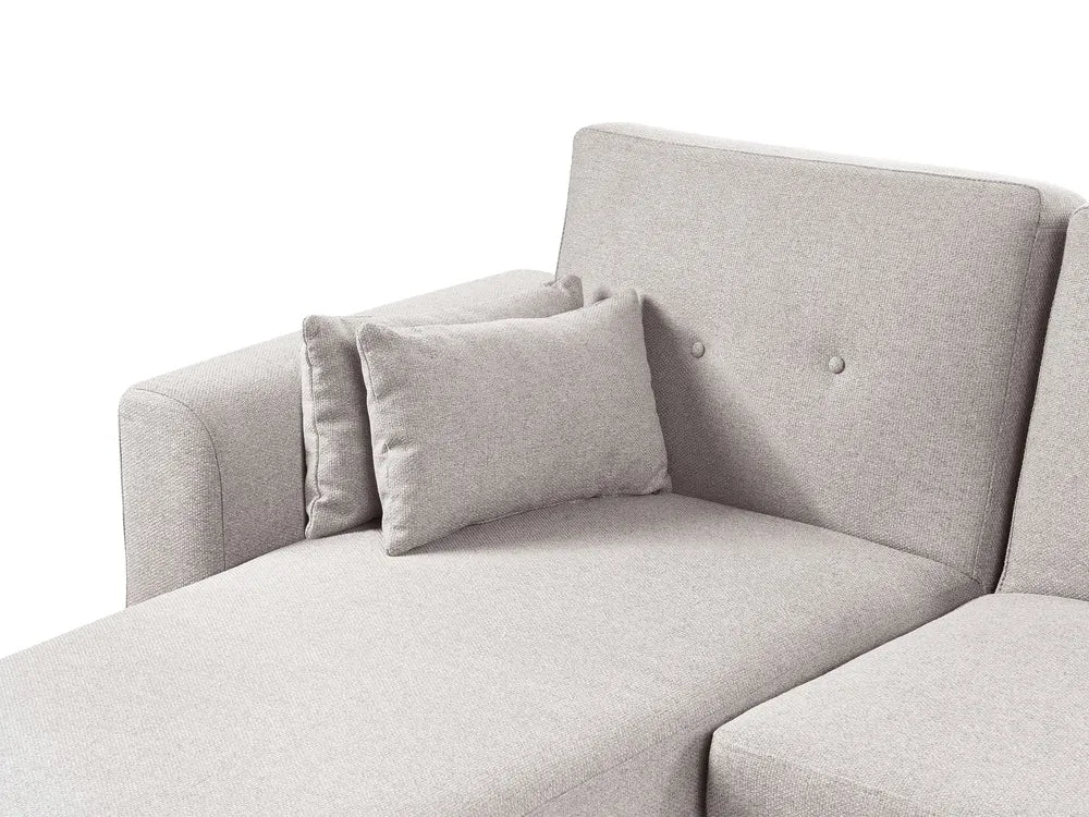 Corner Sofa Bed 3 Seater Fabric Grey Right Hand Reggis