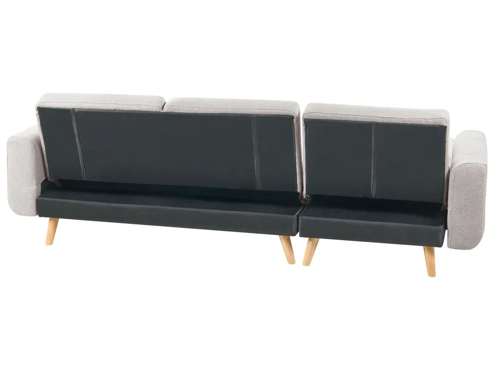 Corner Sofa Bed 3 Seater Fabric Grey Left Hand Reggis