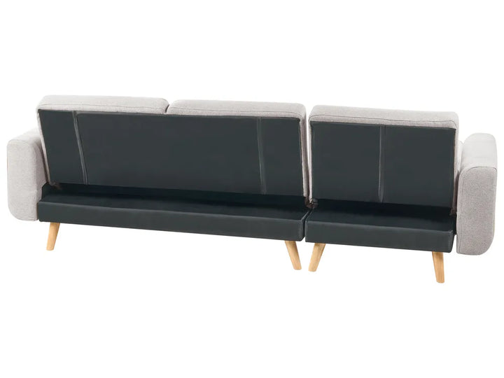 Corner Sofa Bed 3 Seater Fabric Grey Left Hand Reggis