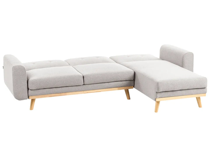 Corner Sofa Bed 3 Seater Fabric Grey Left Hand Reggis