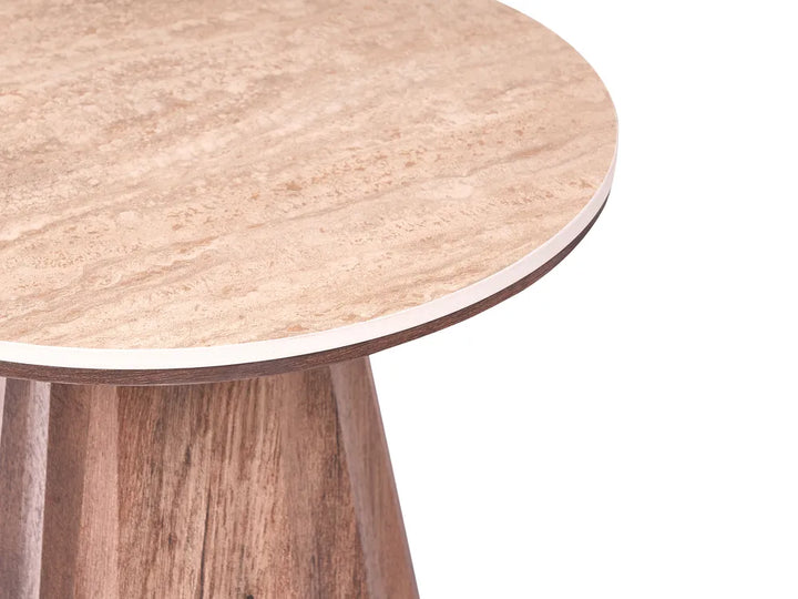 Side Table Travertine Effect Brown Lonan