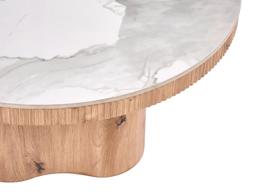 Coffee Table Grey Marble Light Brown Lonan