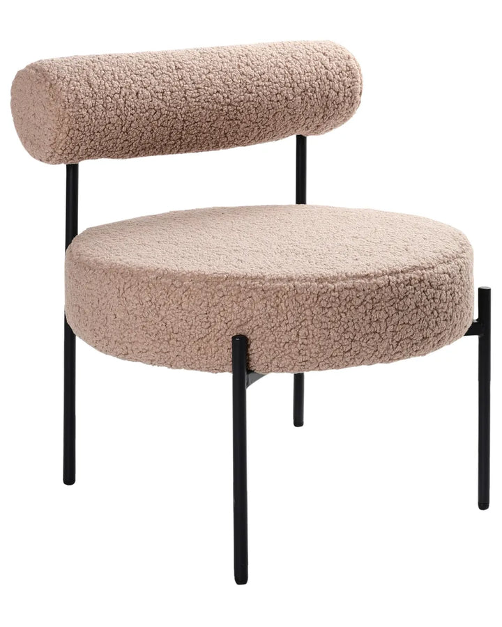 Beige chair with black legs on a white background