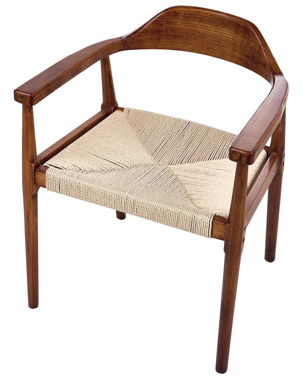 Set of 2 Dining Chairs Wood Dark Brown/ Beige River