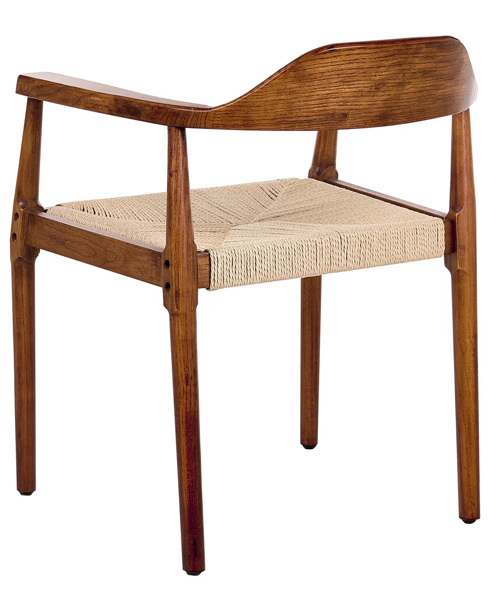Set of 2 Dining Chairs Wood Dark Brown/ Beige River