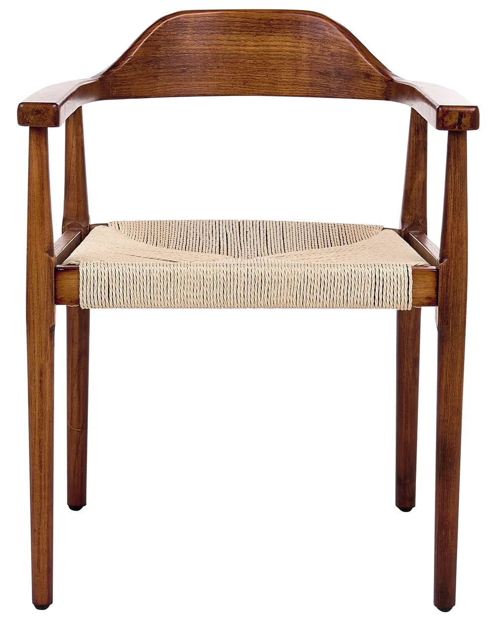 Set of 2 Dining Chairs Wood Dark Brown/ Beige River