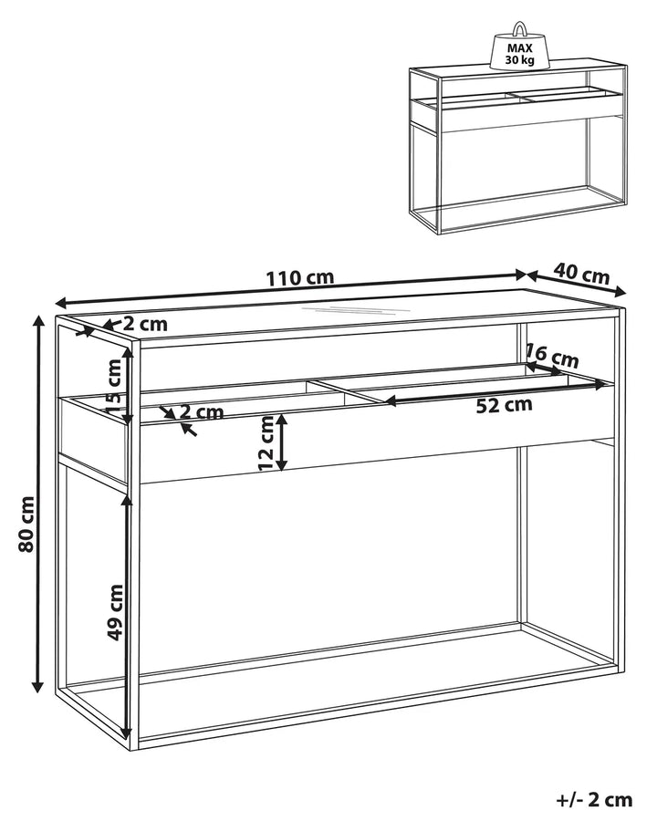 Console Table Tempered Glass Black Adonia