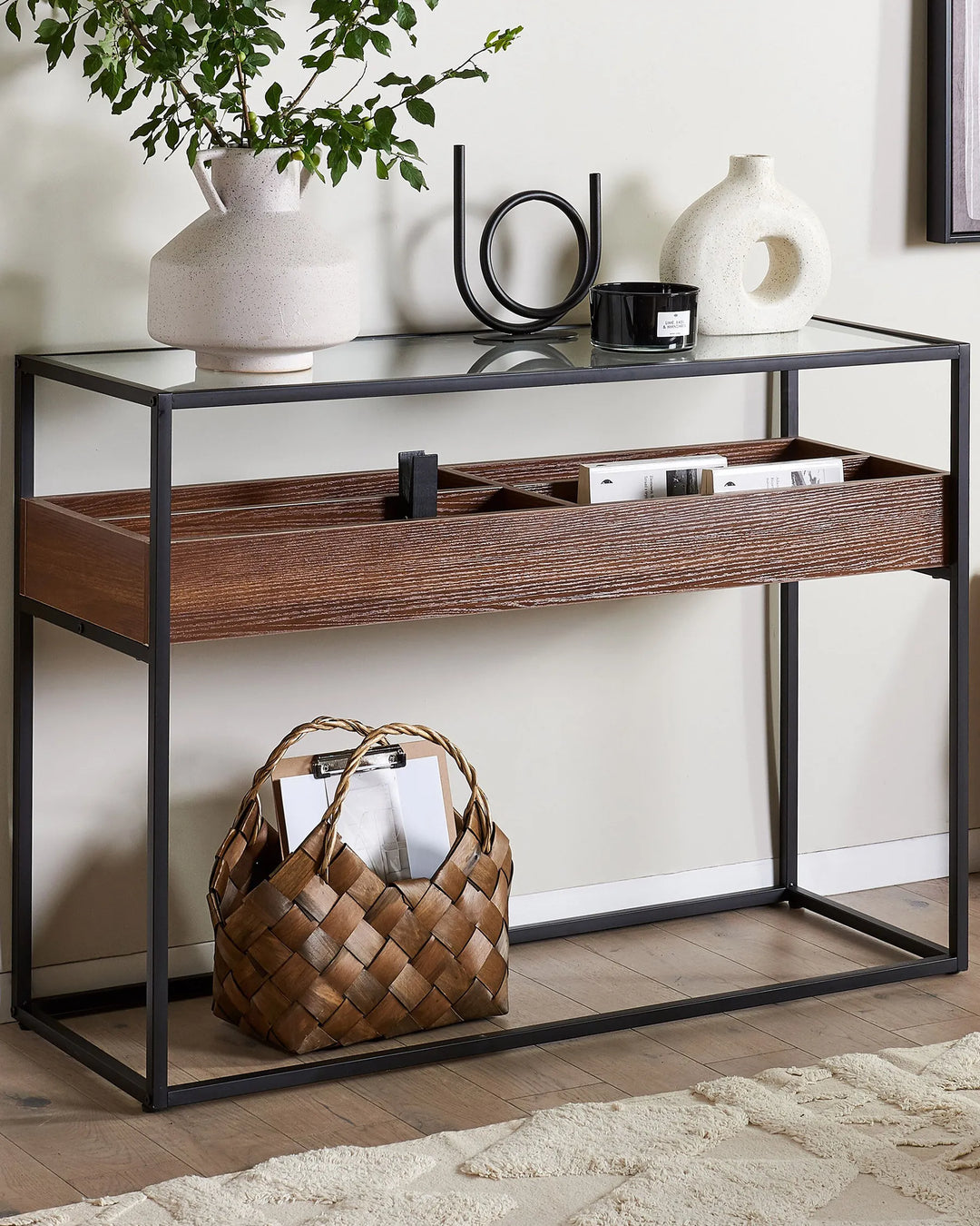 Console table with glass top