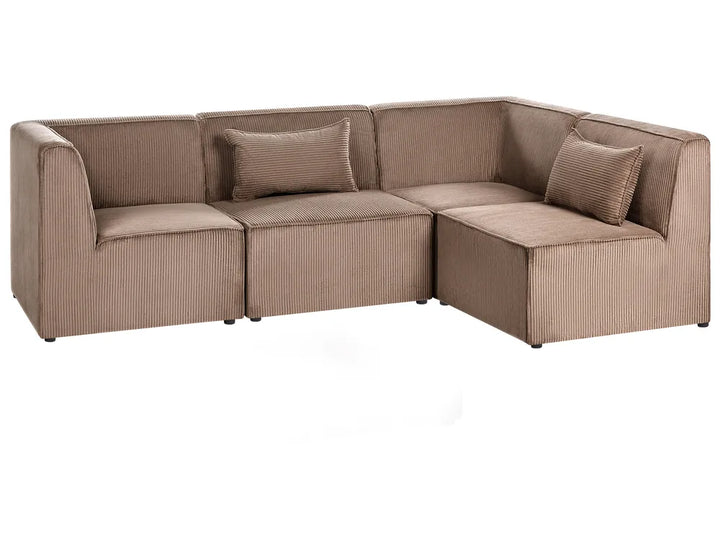 Modular Corner Sofa 4 Seater Left Hand Sand Beige Corduroy Ilkeston