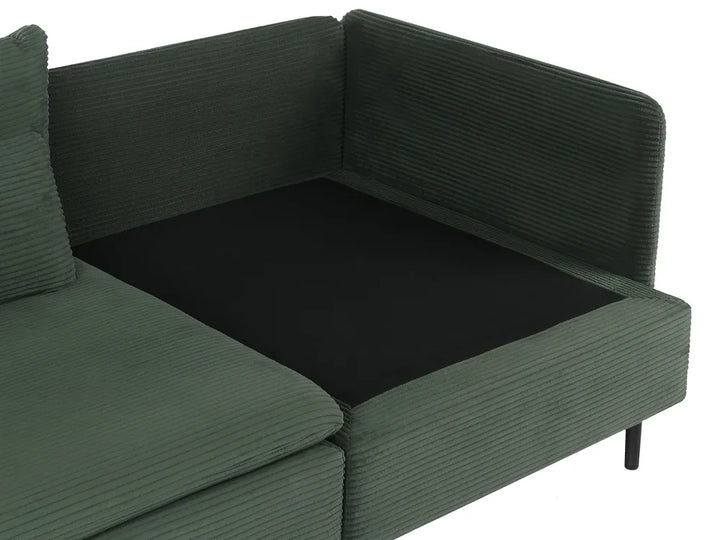 Modular Corner Sofa 3 Seater Corduroy Dark Green Right Hand Nyhan