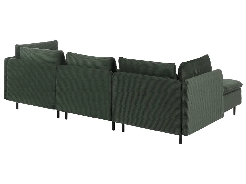 Modular Corner Sofa 3 Seater Corduroy Dark Green Right Hand Nyhan