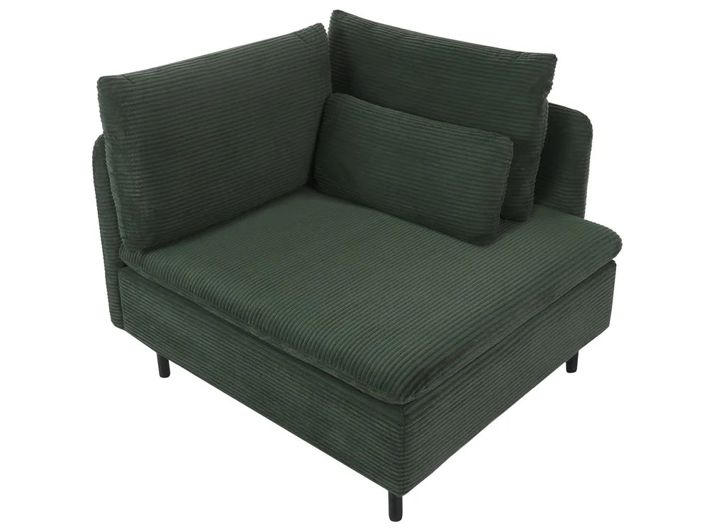 Modular Corner Sofa 3 Seater Corduroy Dark Green Left Hand Nyhan