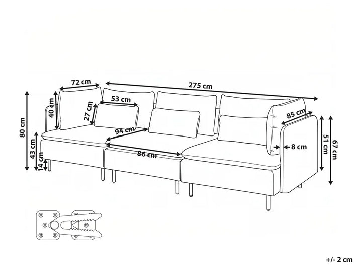 Modular Sofa 3 Seater Corduroy Dark Green Nyhan