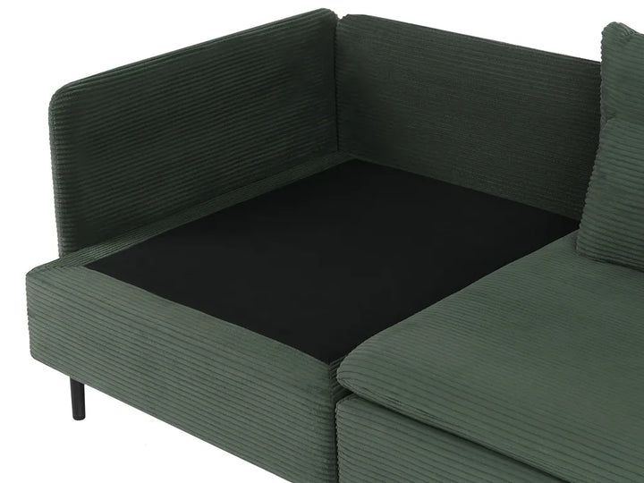 Modular Corner Sofa 3 Seater Corduroy Dark Green Left Hand Nyhan