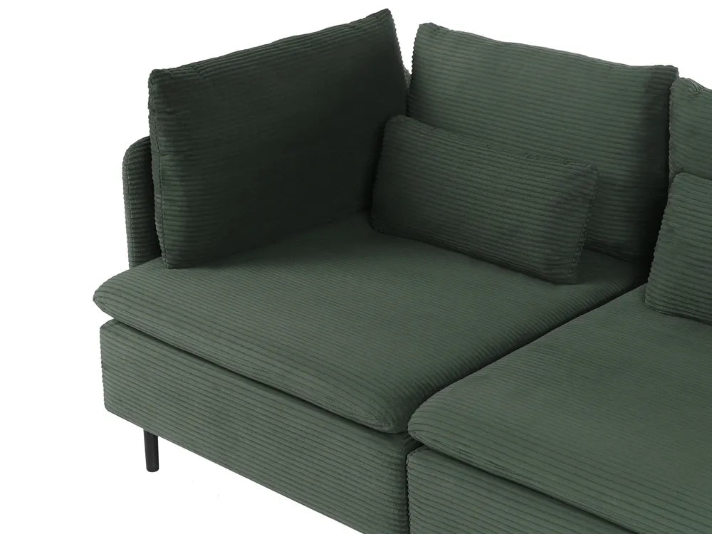 Modular Corner Sofa 3 Seater Corduroy Dark Green Left Hand Nyhan
