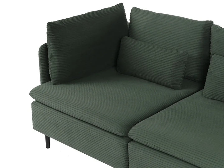 Modular Corner Sofa 3 Seater Corduroy Dark Green Left Hand Nyhan