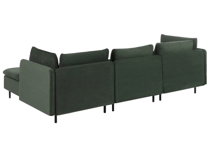 Modular Corner Sofa 3 Seater Corduroy Dark Green Left Hand Nyhan
