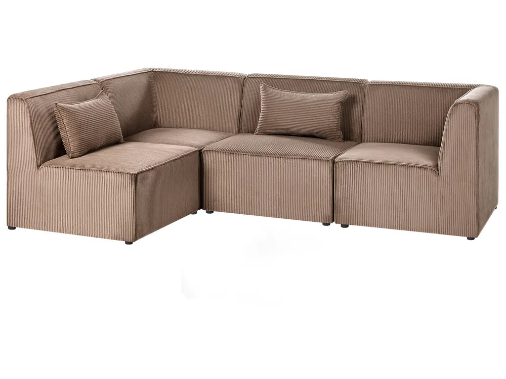 Modular Corner Sofa 4 Seater Right Hand Sand Beige Corduroy Ilkeston