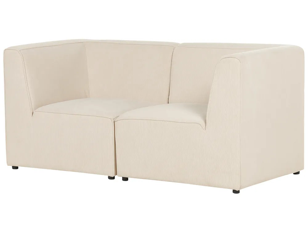 Modular Sofa 2 Seater Light Beige Corduroy Ilkeston
