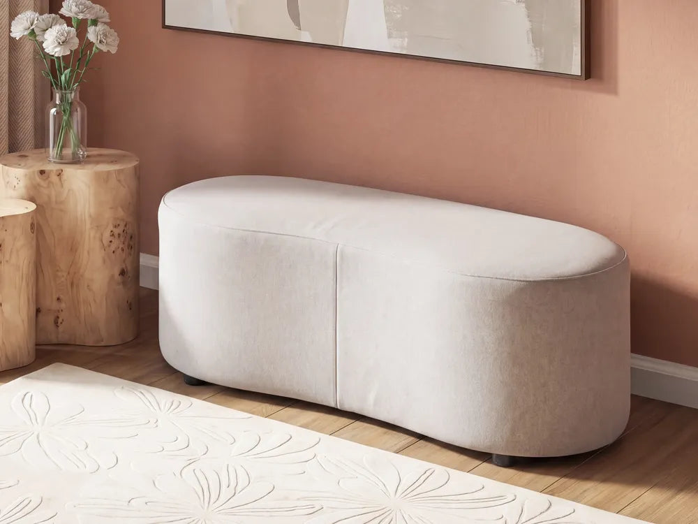 Sofa with Ottoman Fabric Light Beige Osmond