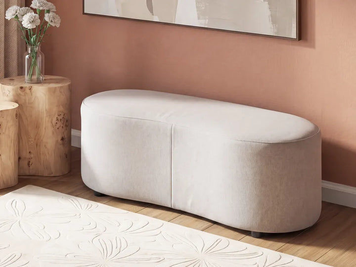 Sofa with Ottoman Fabric Light Beige Osmond