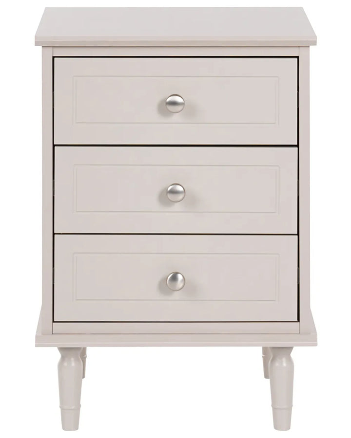 3 Drawer Bedside Table Beige Pippa