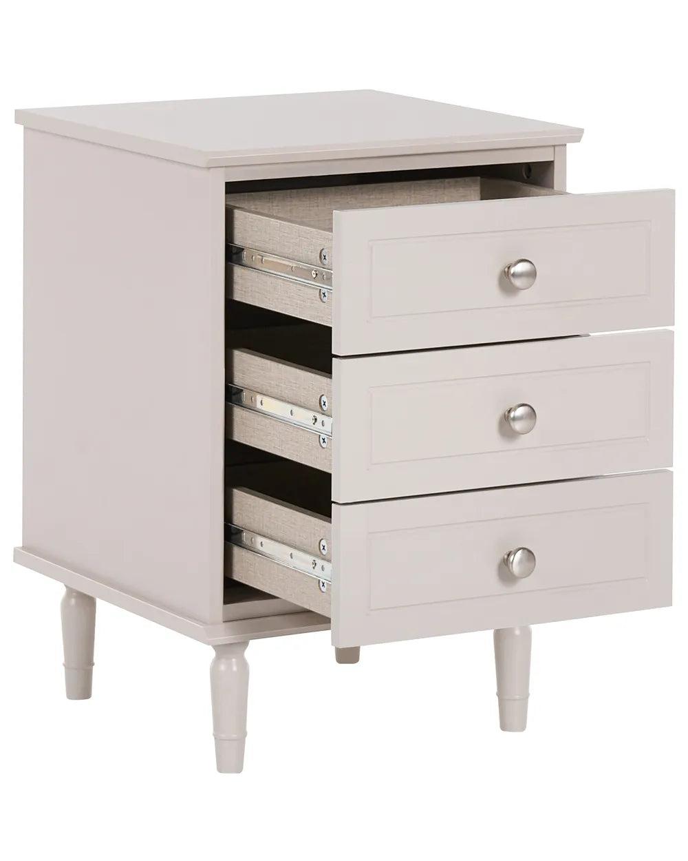 3 Drawer Bedside Table Beige Pippa