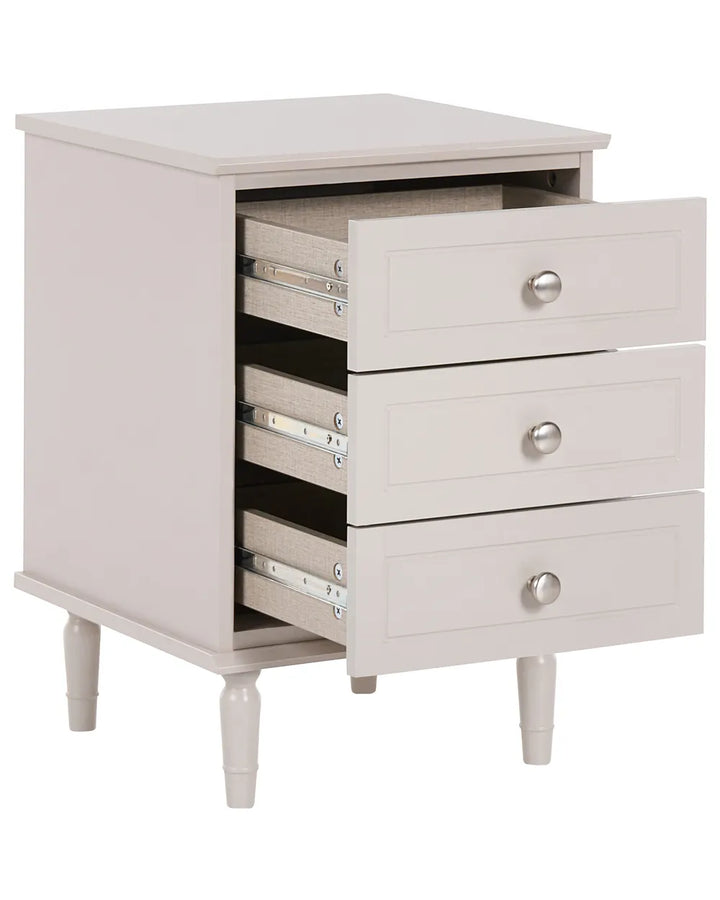 3 Drawer Bedside Table Beige Pippa