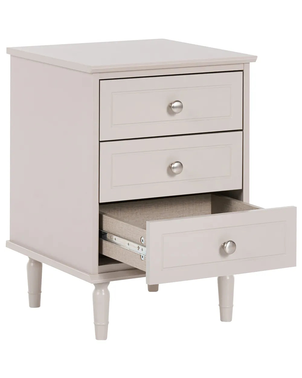 3 Drawer Bedside Table Beige Pippa
