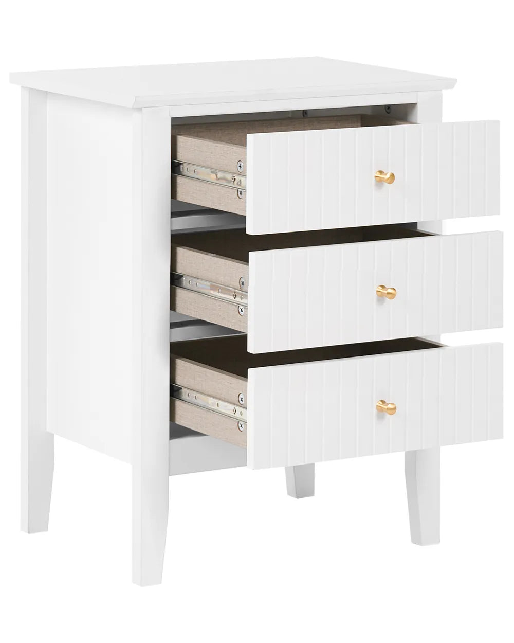 3 Drawer Bedside Table White Bonnie
