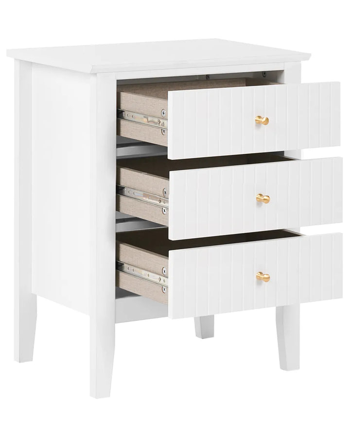 3 Drawer Bedside Table White Bonnie