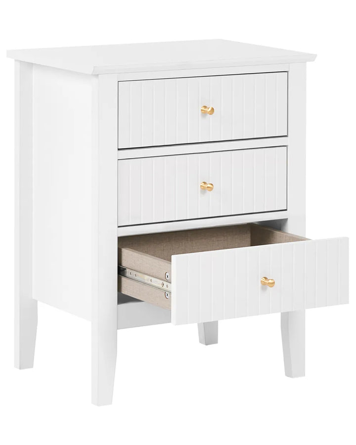 3 Drawer Bedside Table White Bonnie