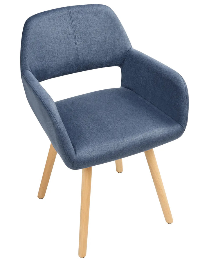 Set of 2 Dining Chairs Fabric Navy Blue Sitarski