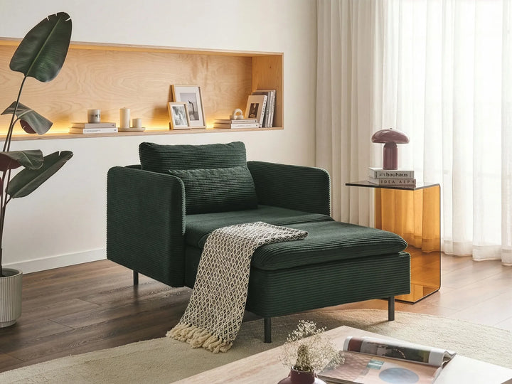 Chaise Longue Corduroy Dark Green Nyhan