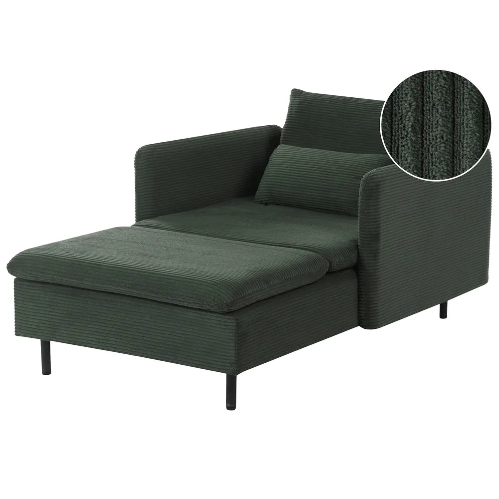 Chaise Longue Corduroy Dark Green Nyhan
