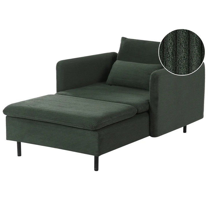 Chaise Longue Corduroy Dark Green Nyhan