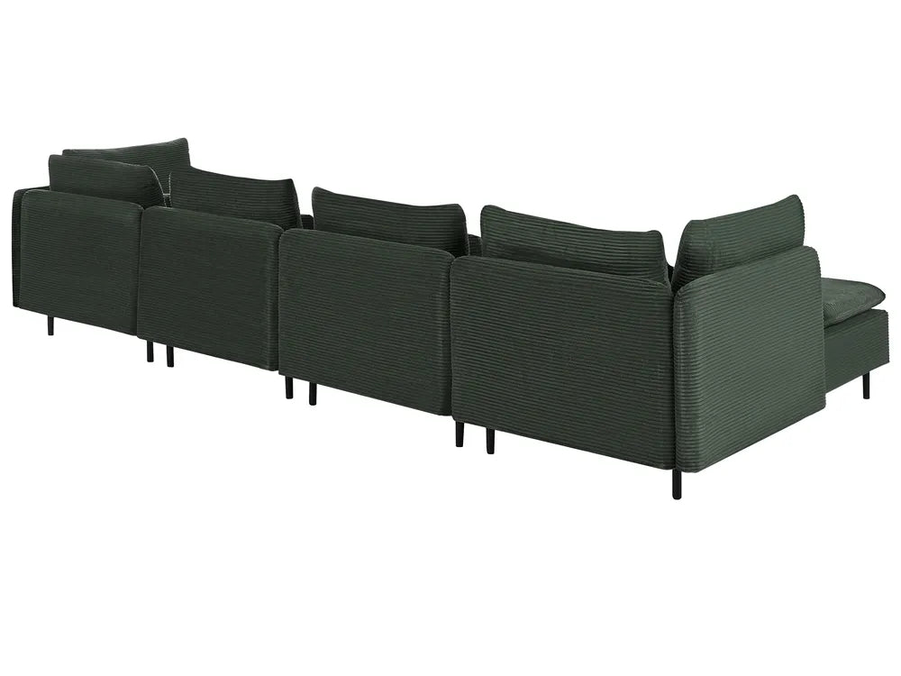 Modular U-Shape Sofa 4 Seater Corduroy Dark Green Nyhan