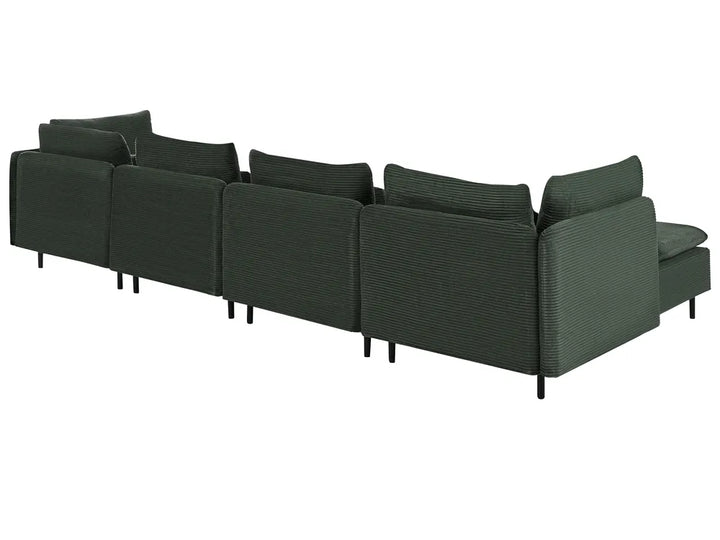 Modular U-Shape Sofa 4 Seater Corduroy Dark Green Nyhan