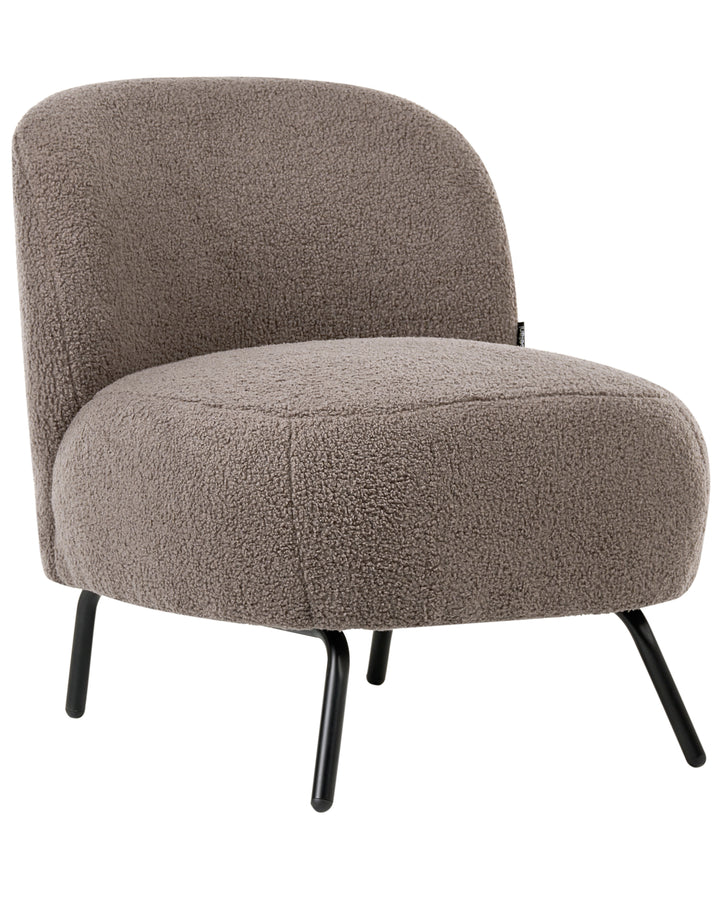 Brown textured armchair with black legs on a white background