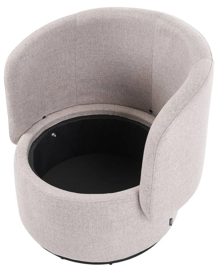 Swivel Armchair with Storage Fabric Beige Deanna