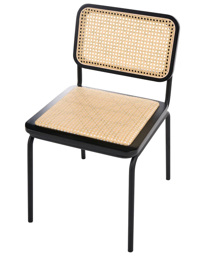 Set of 2 Dining Chairs PE Rattan Black Sipriano