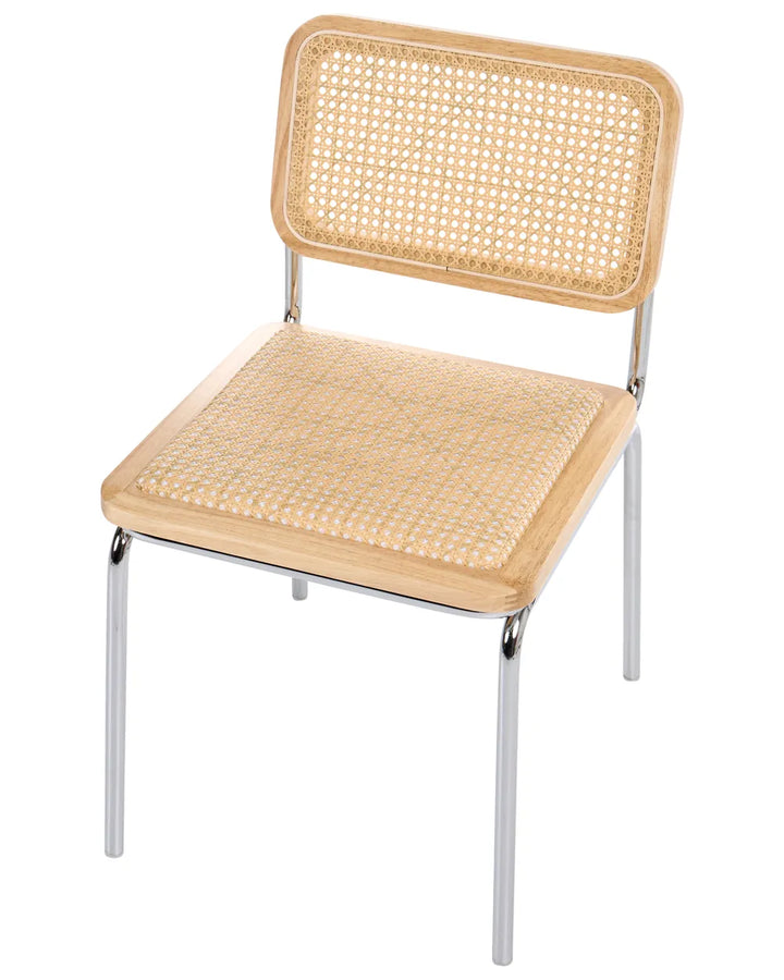 Set of 2 Dining Chairs PE Rattan Light Brown Sipriano