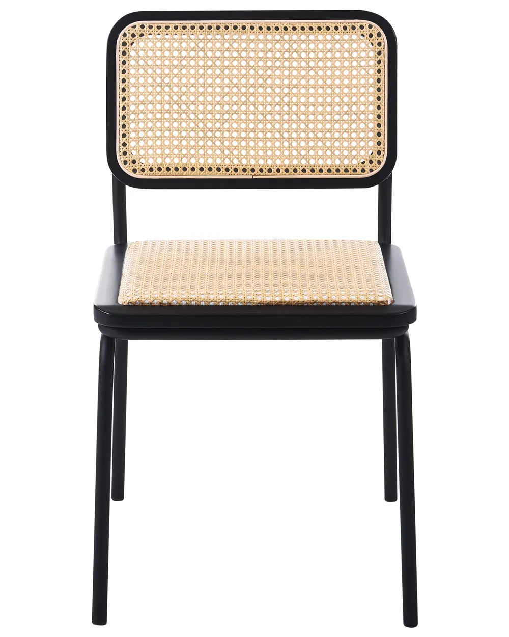 Set of 2 Dining Chairs PE Rattan Black Sipriano