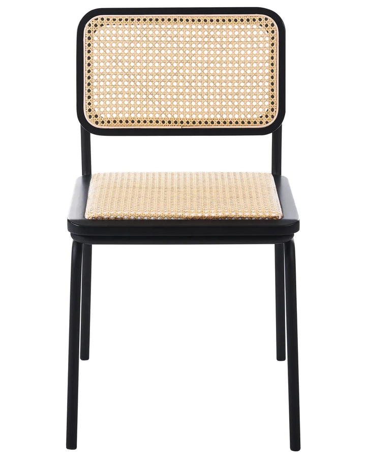 Set of 2 Dining Chairs PE Rattan Black Sipriano