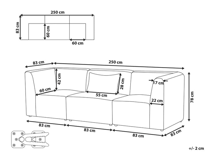 Modular Sofa 3 Seater Beige Corduroy Ilkeston