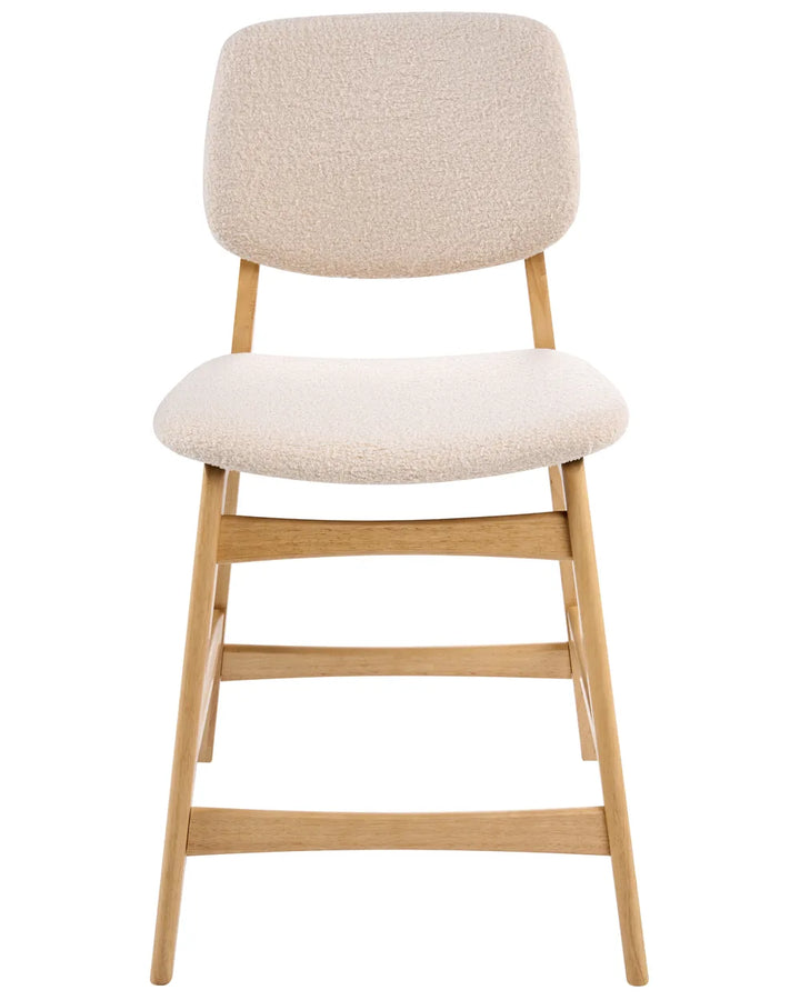 Set of 2 Bar Chairs Boucle Light Brown/ Beige Cara