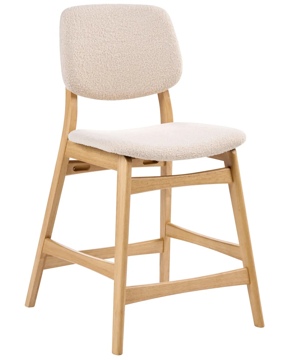 Beige bar stool with wooden legs on a white background