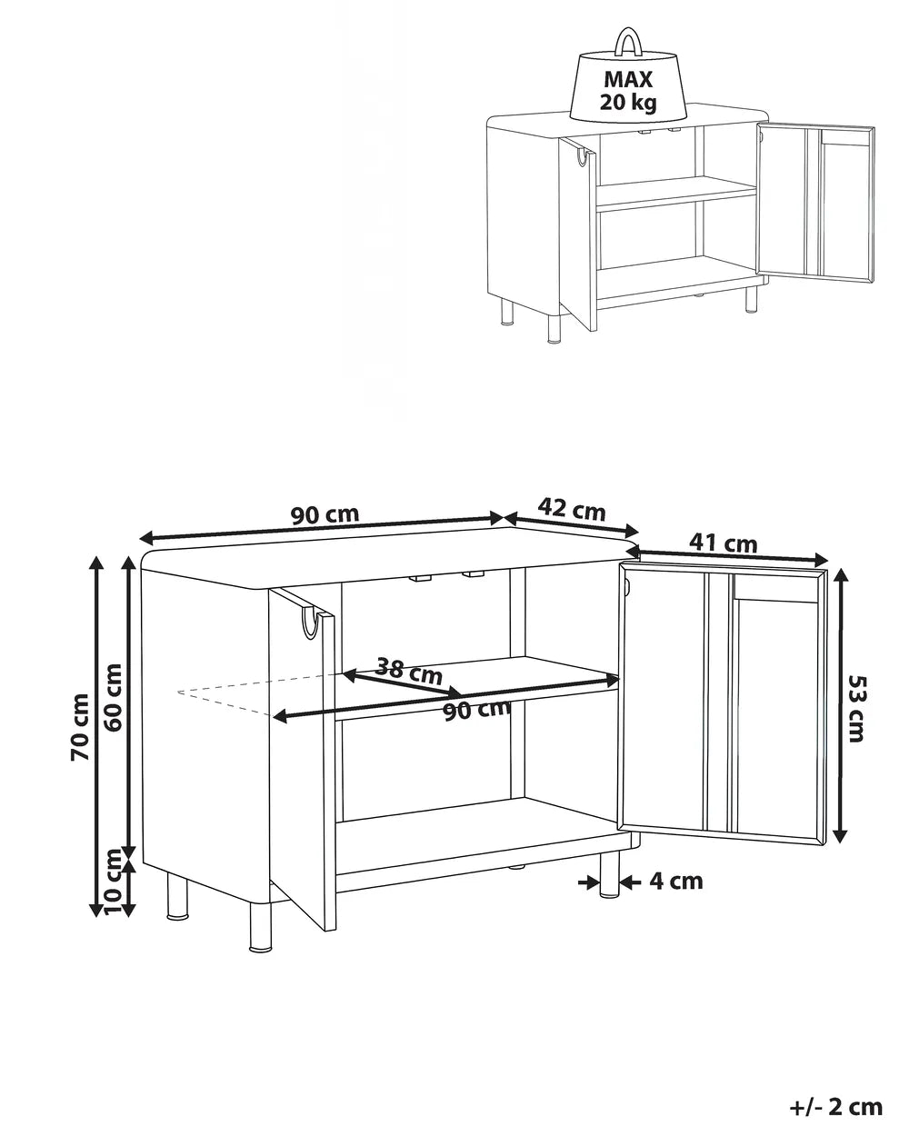 2 Door Sideboard Light Beige Madelina