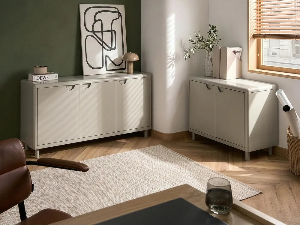 3 Door Sideboard Light Beige Madelina