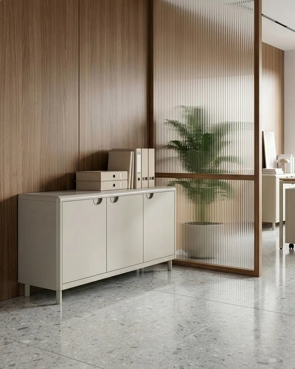 3 Door Sideboard Light Beige Madelina